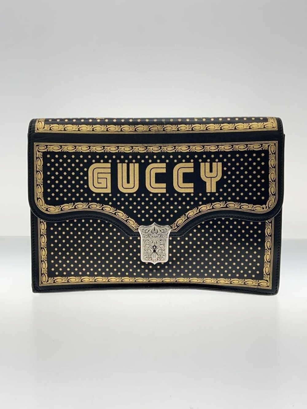 Gucci SEGA font MAGNETISMO Clutch bag GUCCY Black Bag